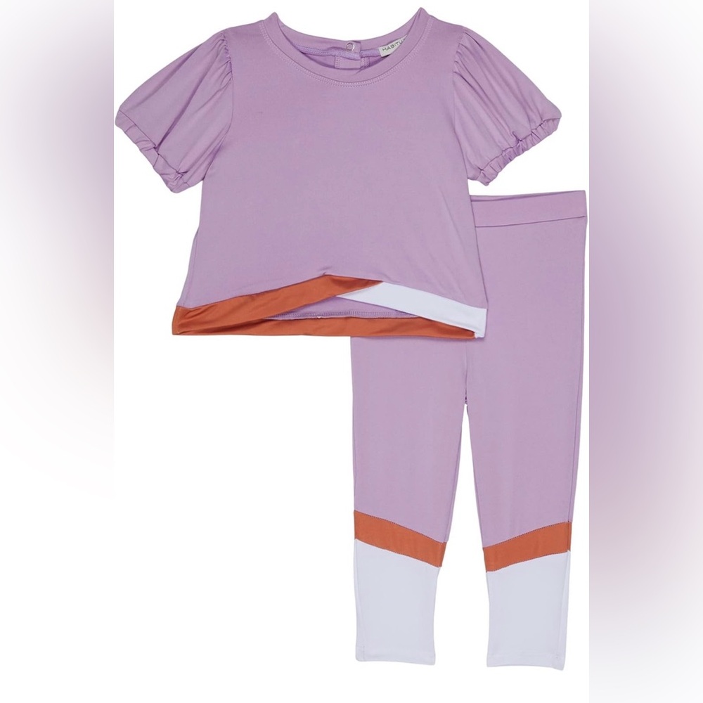NWT Habitual Kid Pants And Shirt Set Size 18 Months Colorblock Purple Leggings